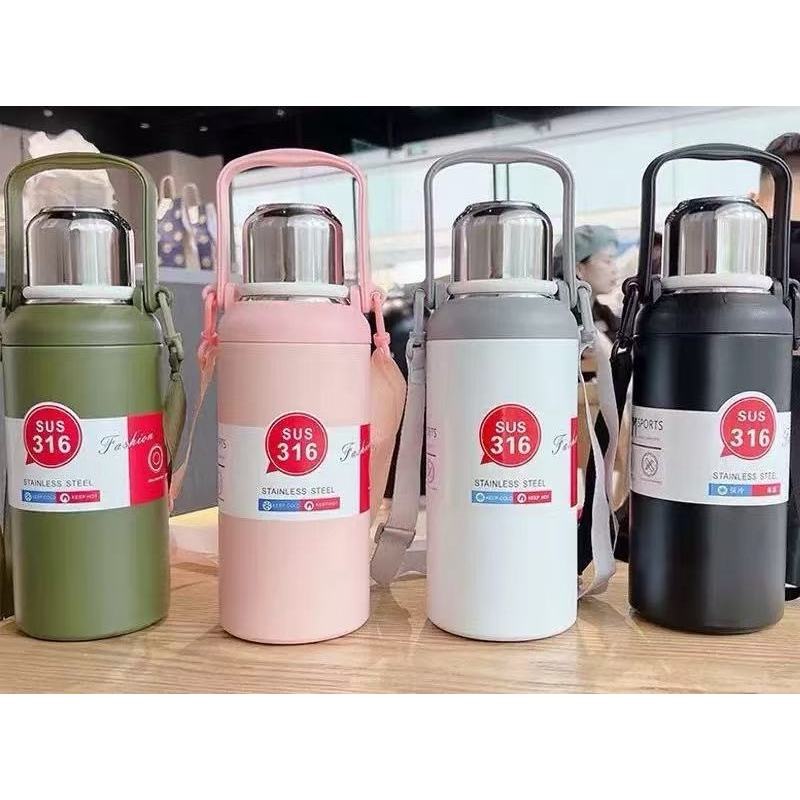 Garrafa Térmica 1300ml Flip com Canudo – Mantém Bebida Quente ou Fria por 12 Horas