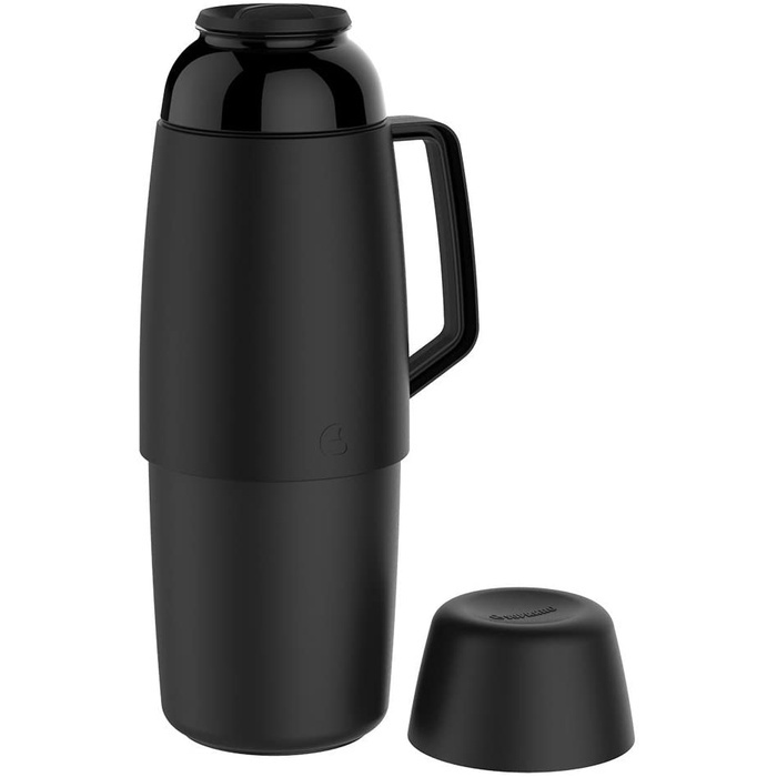 Garrafa Térmica 1L Preta Lisa Soprano – Café Quente por 8 Horas!