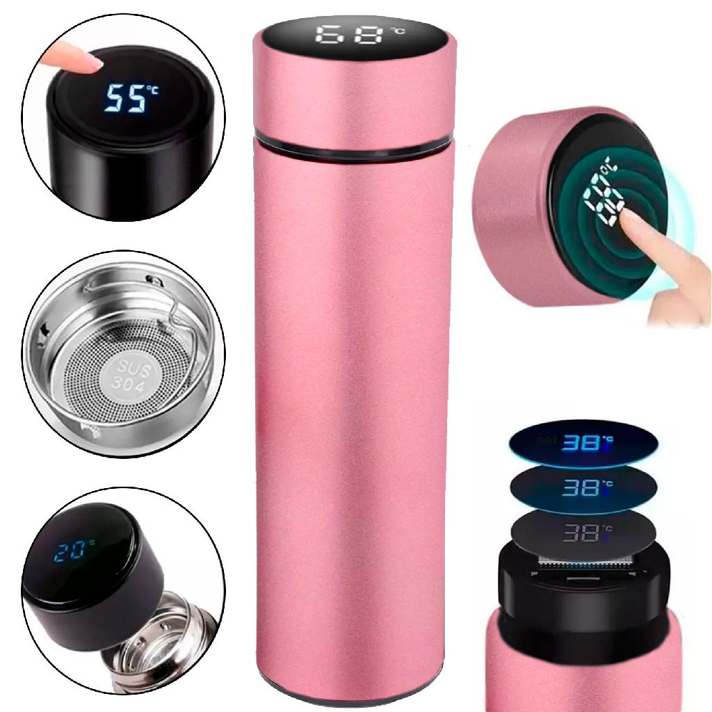 Garrafa Térmica Digital Rosa: Temperatura Sempre Ideal!