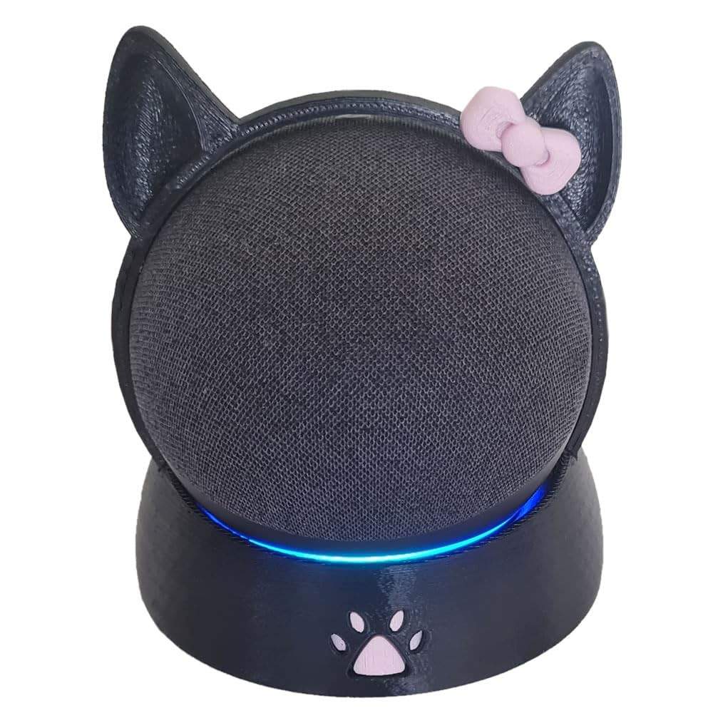 Suporte Gatinha Kitty Black Cat: Charme e Segurança para seu Alexa Echo Dot 4ª e 5ª Geração