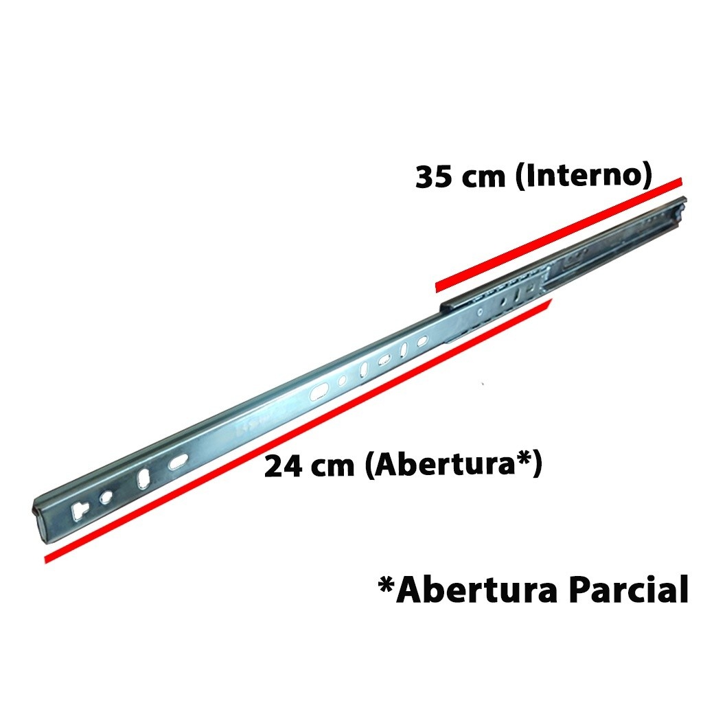 Corrediça Telescópica 35cm: 4 Pares para Gavetas