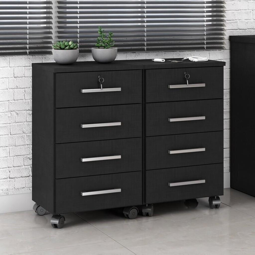 Gaveteiro Escritório Preto: Organize-se com Estilo!