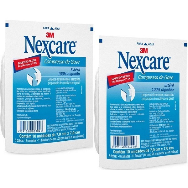 Gaze Estéril Nexcare 3M: Kit com 20 Unidades