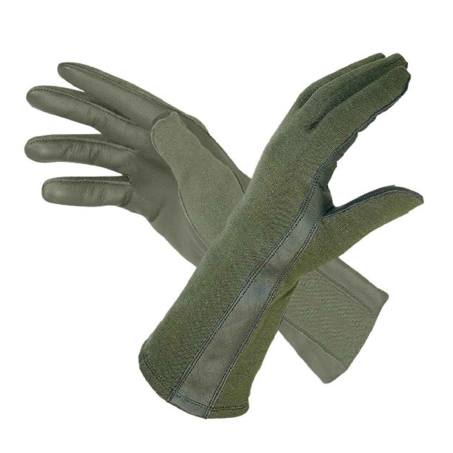 M MCGUIRE GEAR Nomex Luvas de voo de verão, luvas táticas longas de couro, luvas resistentes a incêndios, policiais, pilotos e operadores (Sage Green, 11)