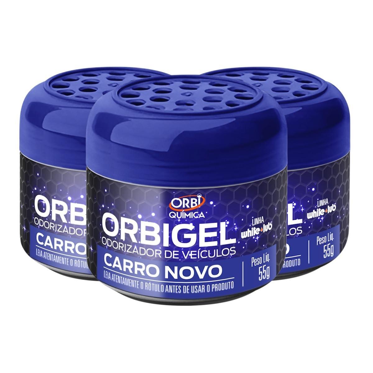 Kit 3 Odorizadores Gel Orbi Química Cheirinho Carro Novo - Aroma Duradouro