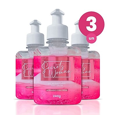 Gel Beijável Íntimo Morango 240g – Kit com 3