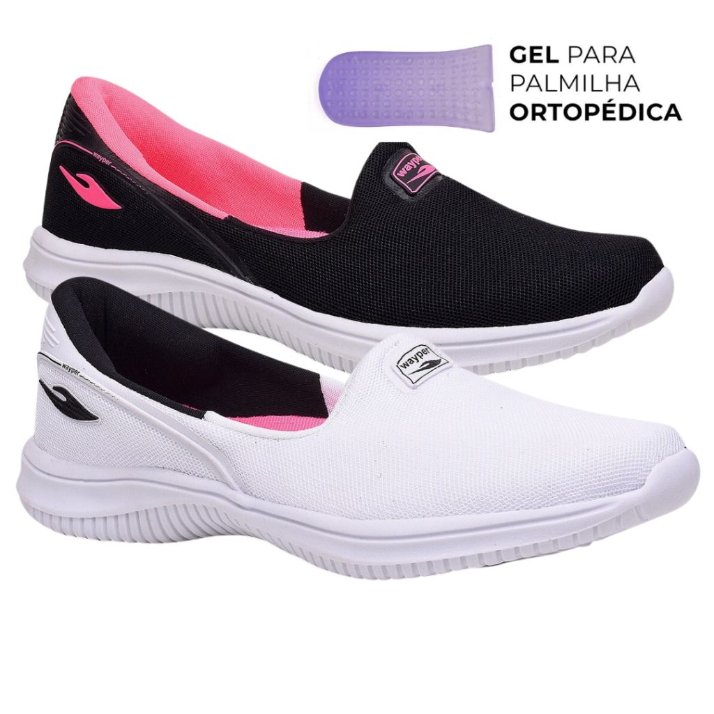 Kit 2 Pares Tênis Sapatilha Feminina Ortopédica Conforto + Gel