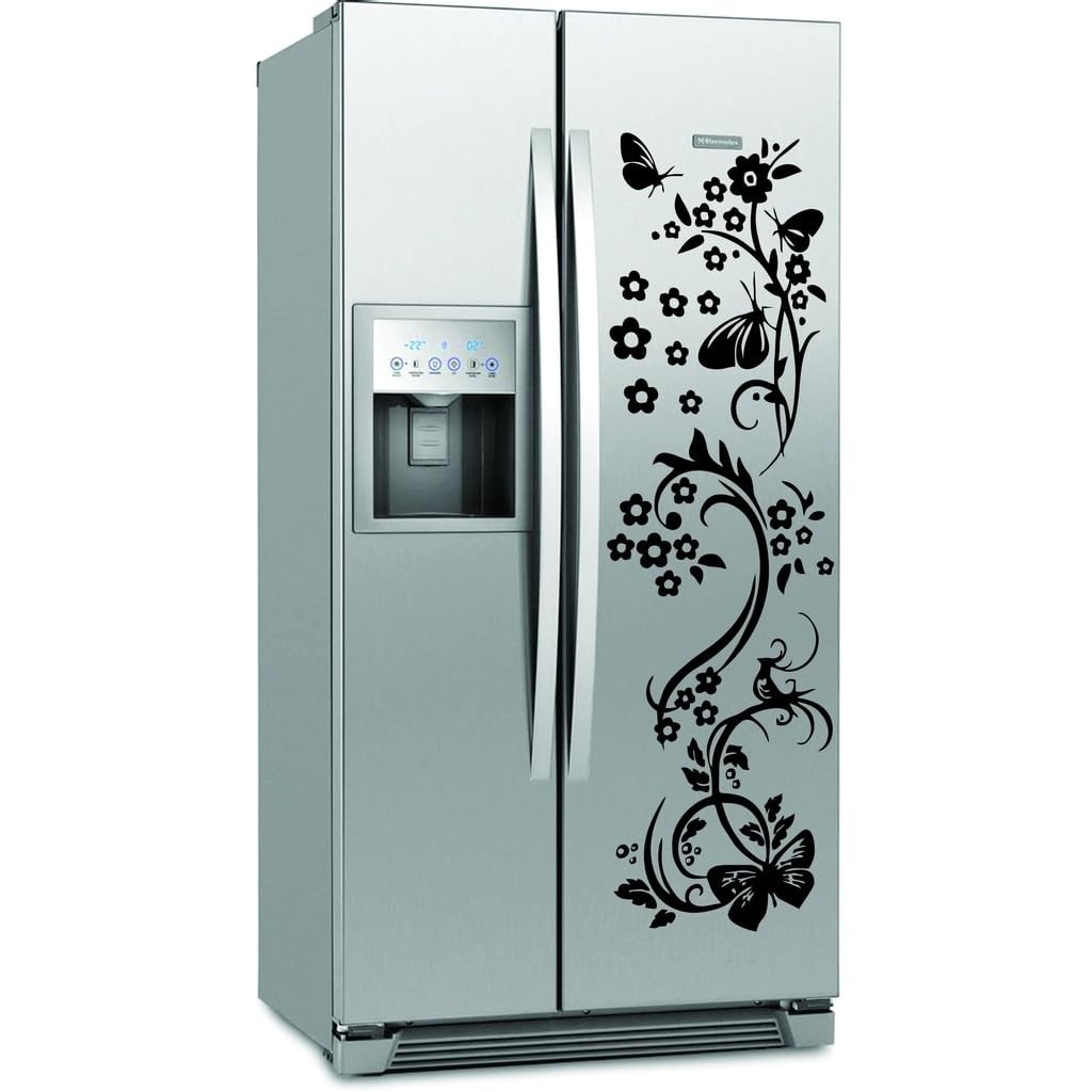 Adesivo Decorativo Floral com Borboletas - Transforme sua Parede ou Geladeira com Estilo!
