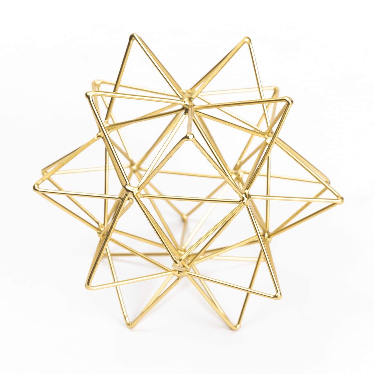 Escultura Geométrica de Metal Dourada 3D - Decoração Moderna para Mesa e Ambientes