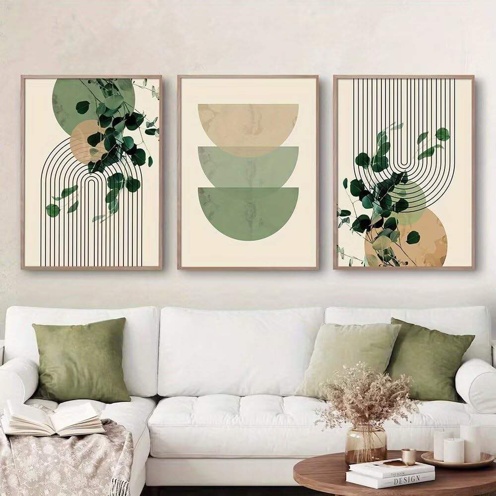 Arte de Parede Moderna - Formas Geométricas em Verde | Pôster de Tela 30,5x40,6cm