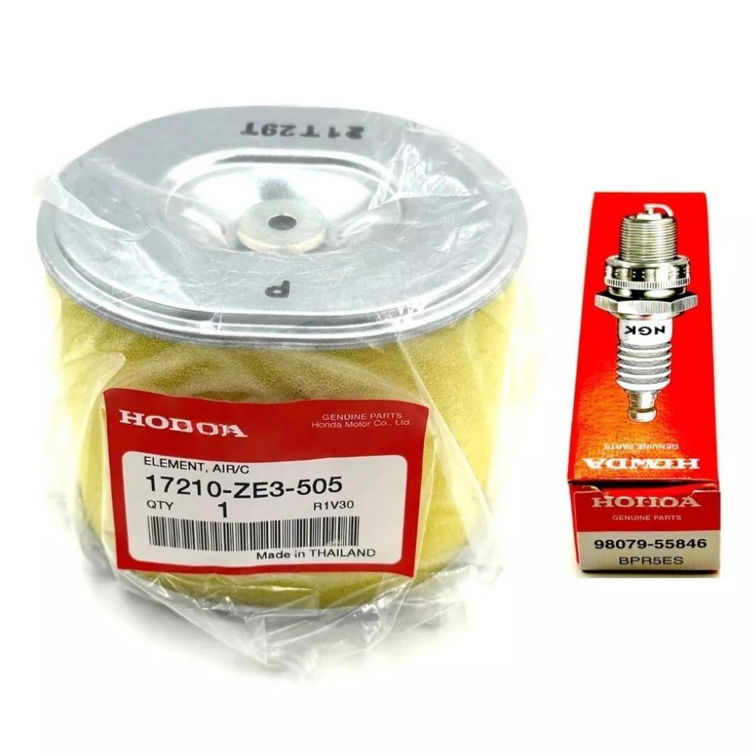 Kit Filtro de Ar AFZE30 Genuíno + Vela de Ignição BPR5ES para Geradores Honda GX340/GX390