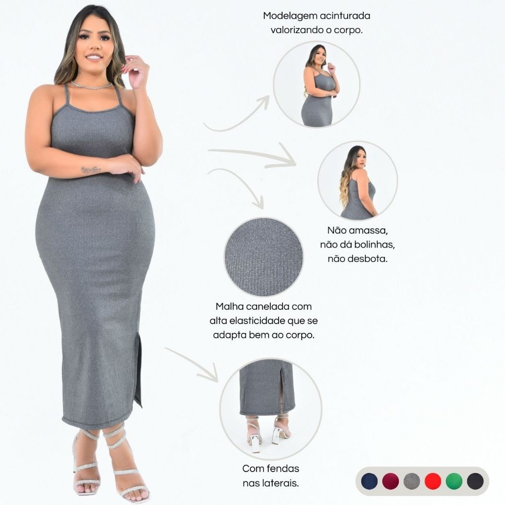 Vestido Longo Plus Size com Fenda para Gestantes