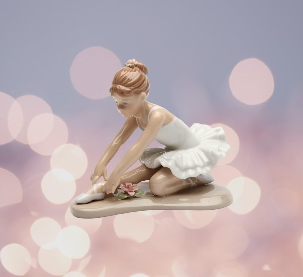 Estátua Bailarina em Cerâmica Branca - Cosmos Gifts 20865 - 9,5 cm