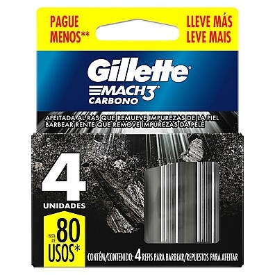 Gillette Mach3 Carbono: 4 Refis para um Barbear Impecável