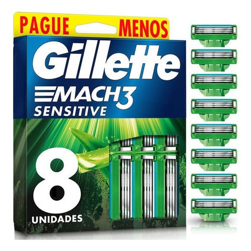 Gillette Mach3 Sensitive: 8 Unidades para Barbear com Suavidade e Conforto