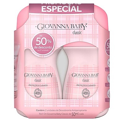 Giovanna Baby Classic Rosa: Kit 2 Roll-ons