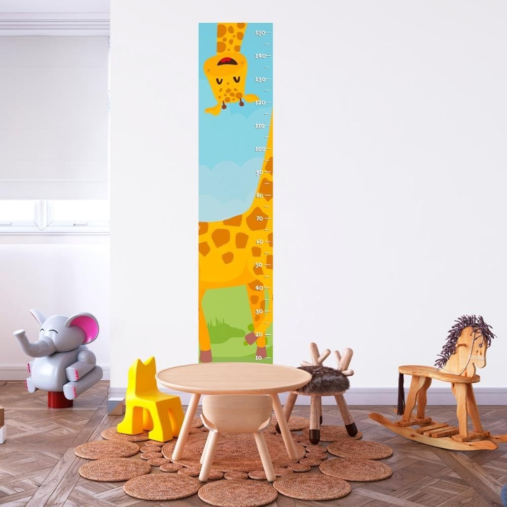 Adesivo Decorativo Régua de Crescimento Girafa Infantil - Lavável, Seguro e Fácil Aplicação