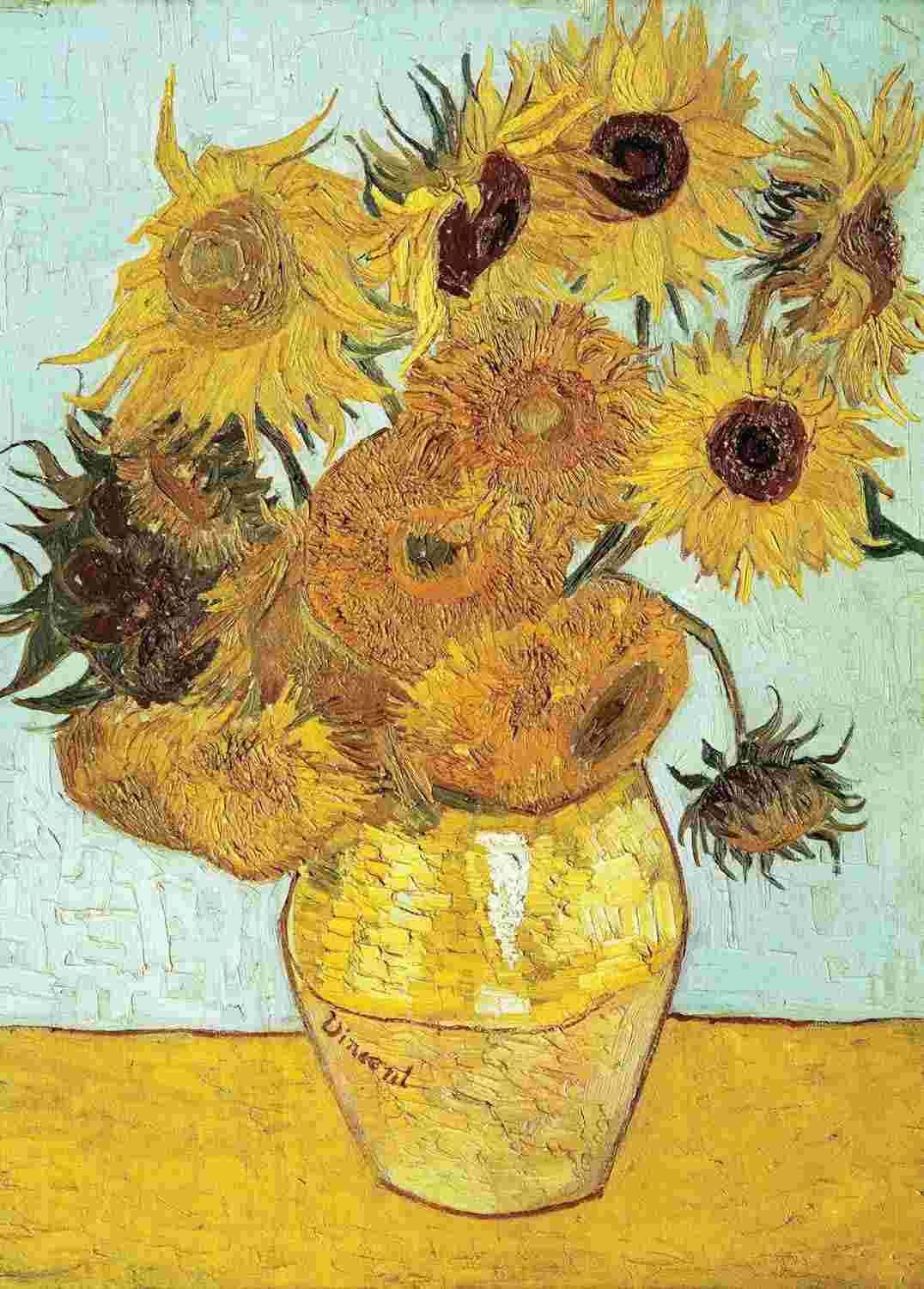 Quebra-Cabeça 1000 Peças Van Gogh Girassóis - Obra de Arte Premium com Pôster 70x50cm