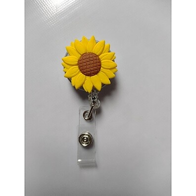 Porta Crachá Retrátil com Margarida e Girassol