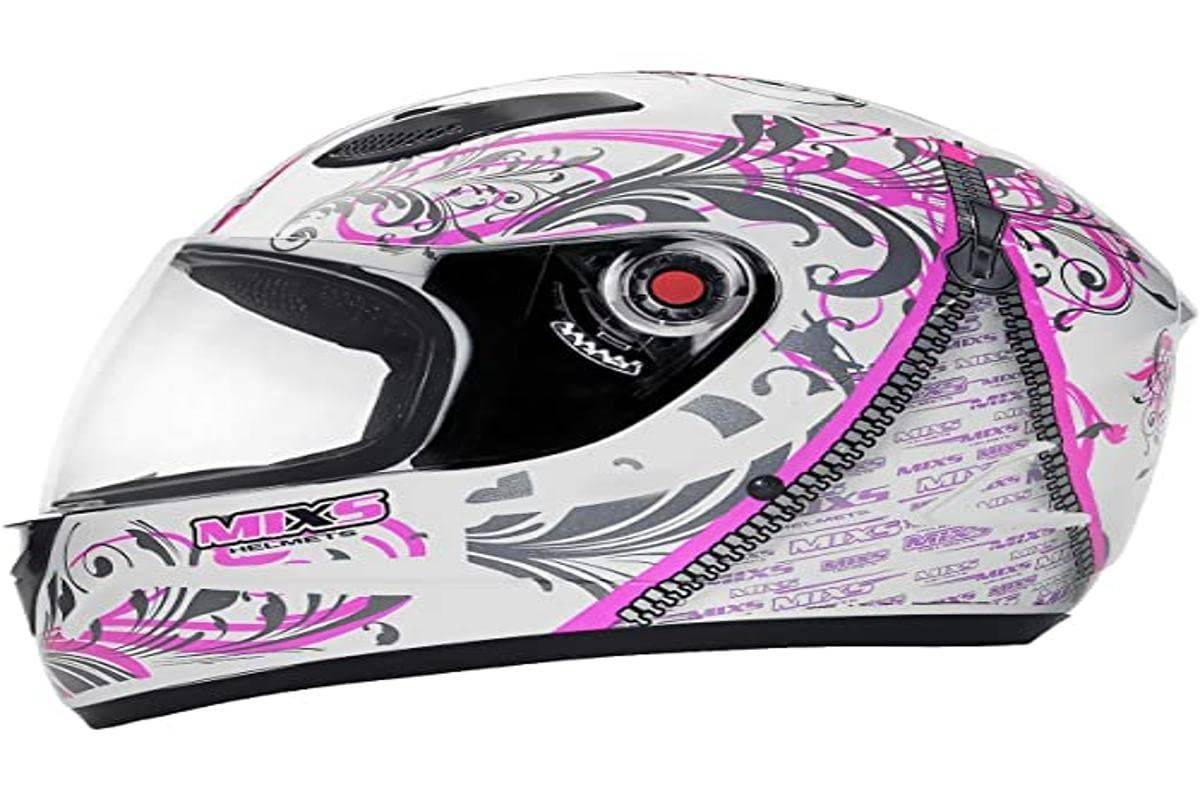 Capacete Mixs Fokker Feminino Racing Girls 56 Branco/Rosa - Segurança e Estilo para Você!