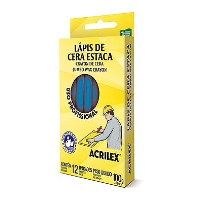 Giz de Cera Estaca Azul Acrilex: 12 Unidades