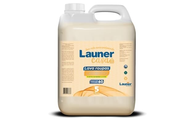 Lava Roupas Líquido com Glicerina Launer Casa 5L - Limpeza Profunda e Maciez Extra