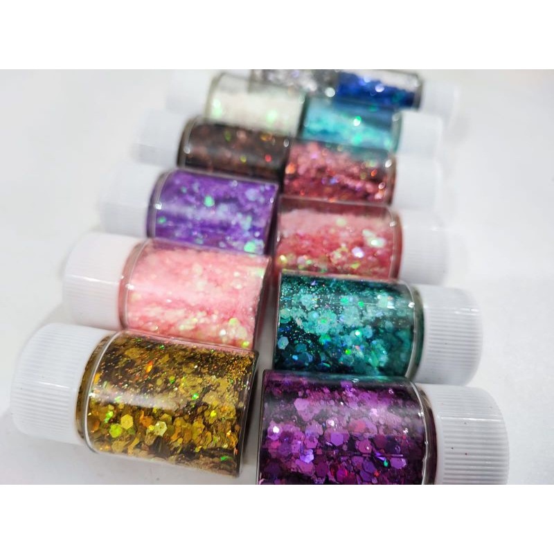 Glitter Escamas Colorido: 12 Potes para Brilhar!