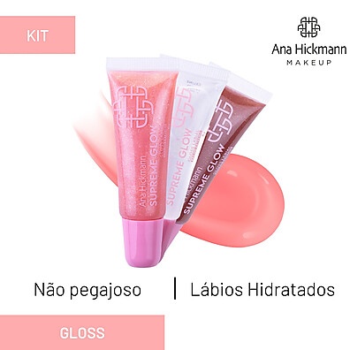 Gloss Labial Ana Hickmann: Kit 3 Unidades Supreme Glow
