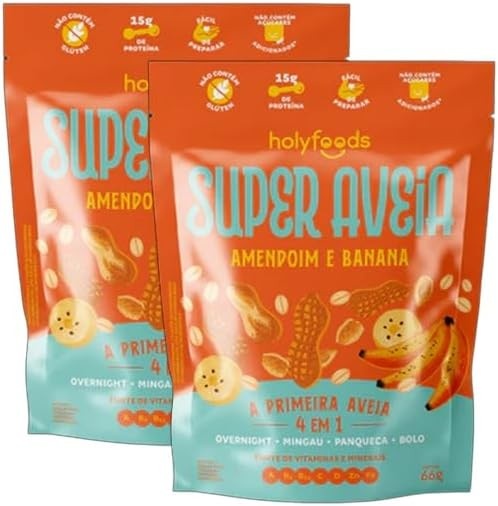Kit 2X: Super Aveia Amendoim com Banana Sem Glúten Holyfoods 66g
