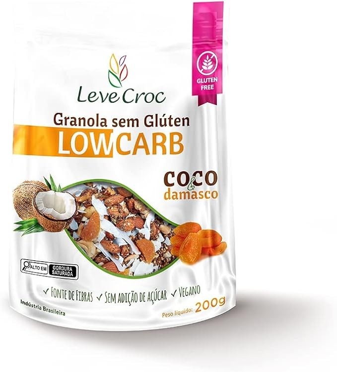 Granola sem glúten low carb Coco e Damasco Leve Croc 200g