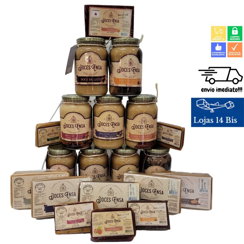 10 Barras Doce de Leite Ensa – Sabores Variados Sem Glúten