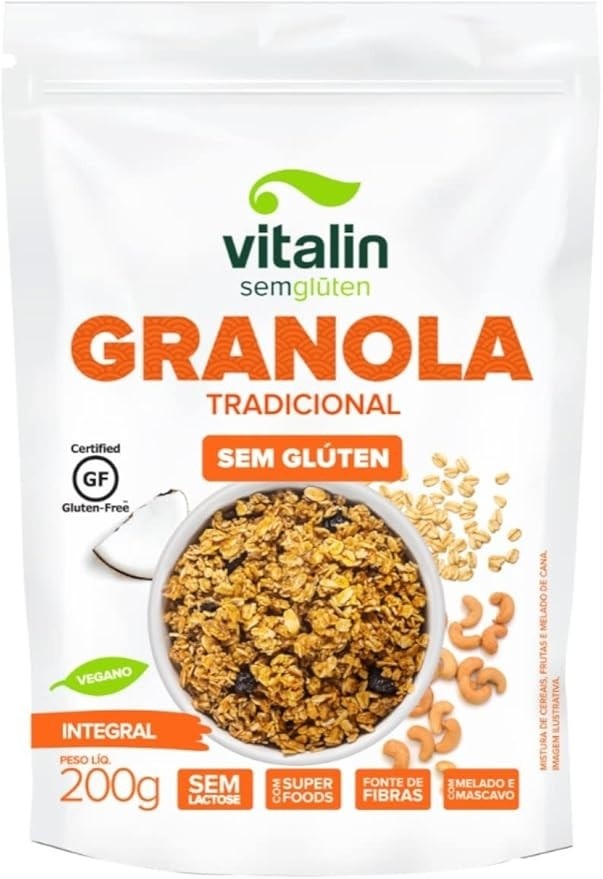 Vitalin Granola Tradicional Integral Sem Glúten 200G