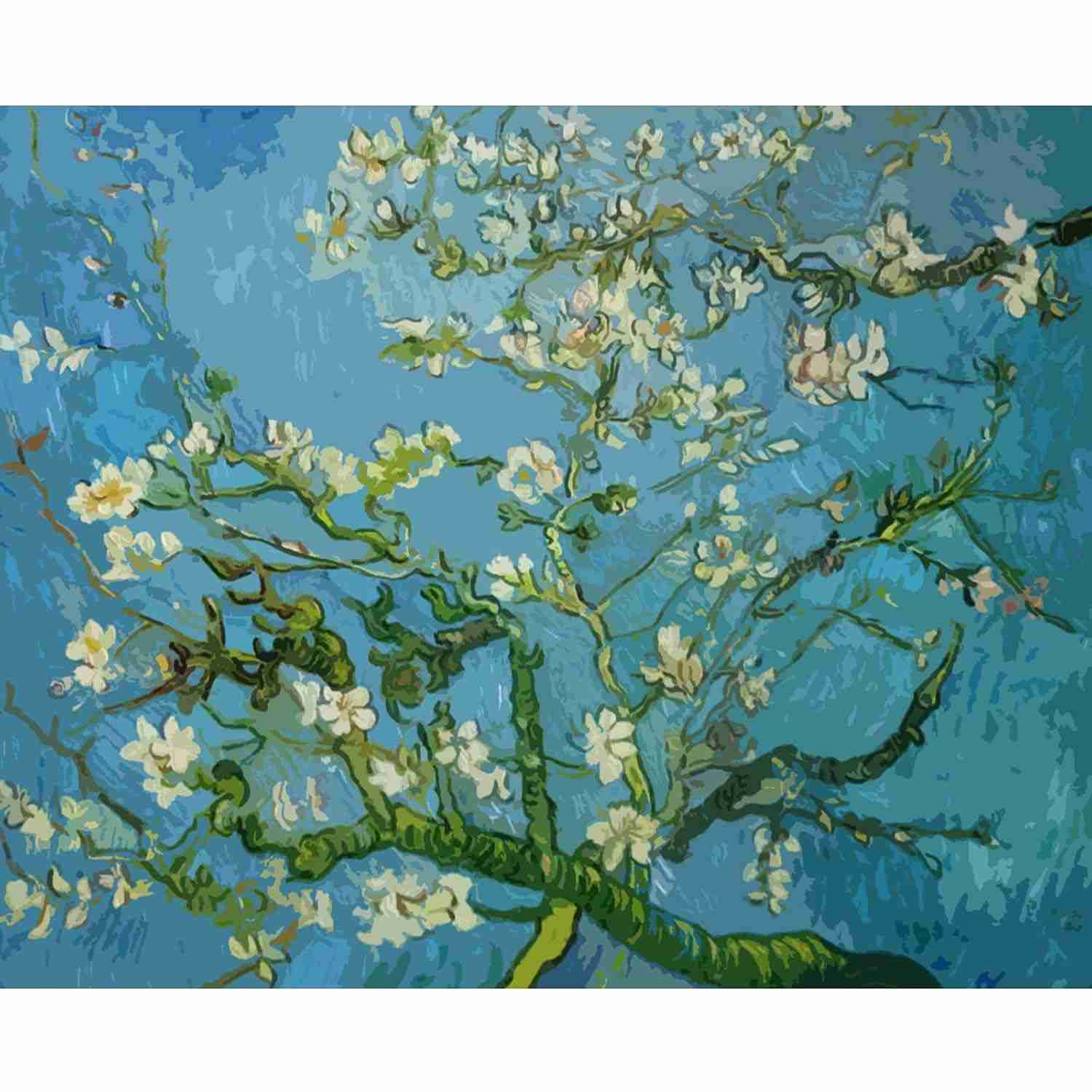 Tococoo Pintura por Números Vincent Van Gogh - Kit DIY com Tela 40,6x50,8cm - Flores de Damasco