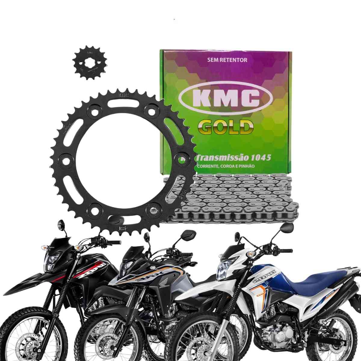 Kit Relação Transmissão KMC Gold Bros 160 (2015-2025) - Aço 1045 Resistente