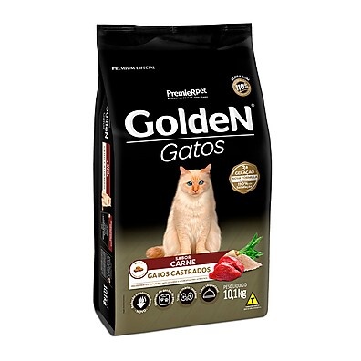 Golden Gatos Castrados: Ração Sabor Carne 10kg