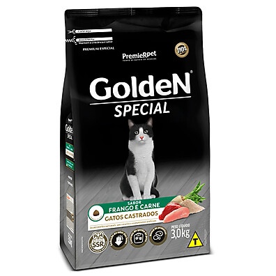 Golden Gatos Special Carne e Frango 3kg: Nutrição Ideal para Seu Gato Castrado