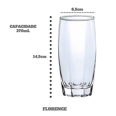 Jogo com 6 Copos Florence Luxo 370ml – Elegância em Cada Gole