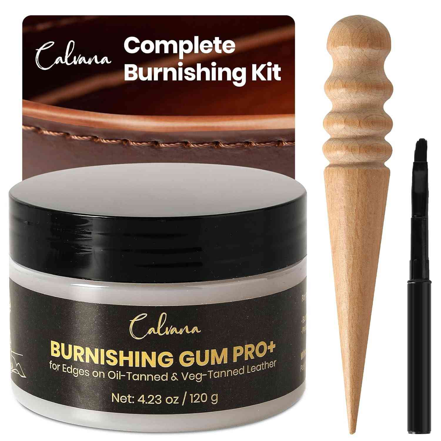 Goma de Polimento Profissional 120ml + Queimador de Borda de Ébano - Kit Completo para Acabamento em Couro