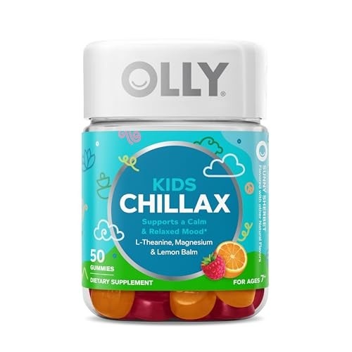 OLLY Gomas Chillax infantis, L-teanina, magnésio, erva-cidreira, suplemento mastigável, sabor sorvete com outro sabor natural - 50 unidades