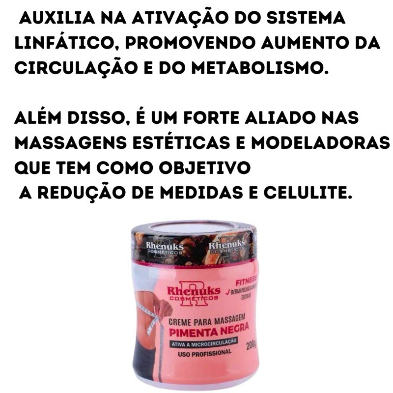 Creme Pimenta Negra Rhenuks: Reduz Medidas e Elimina Gordura!