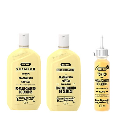 Gota Dourada: Kit Cabelo Forte + Tônico