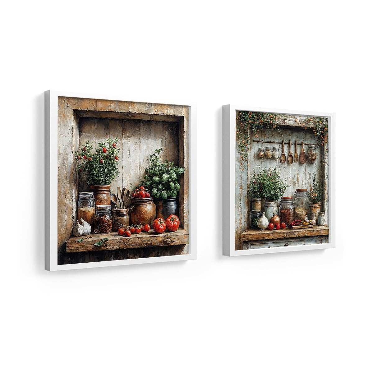 Kit 2 Quadros 18x18 cm Cozinha Vintage - Design Elegante para Gourmet e Bistrô