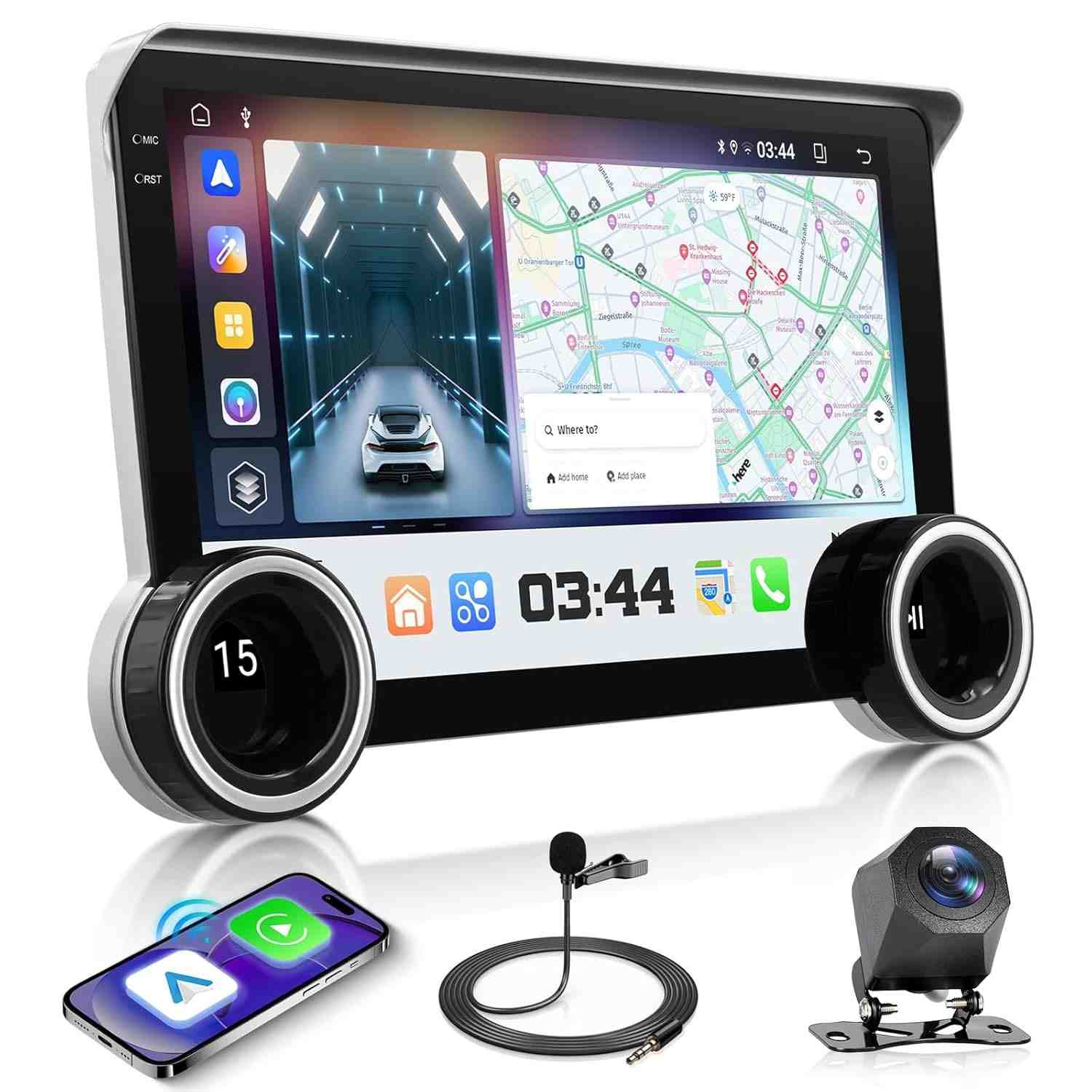 Central Multimídia Android Hodozzy 10.1" com CarPlay/Android Auto Sem Fio, 4G+64G e GPS