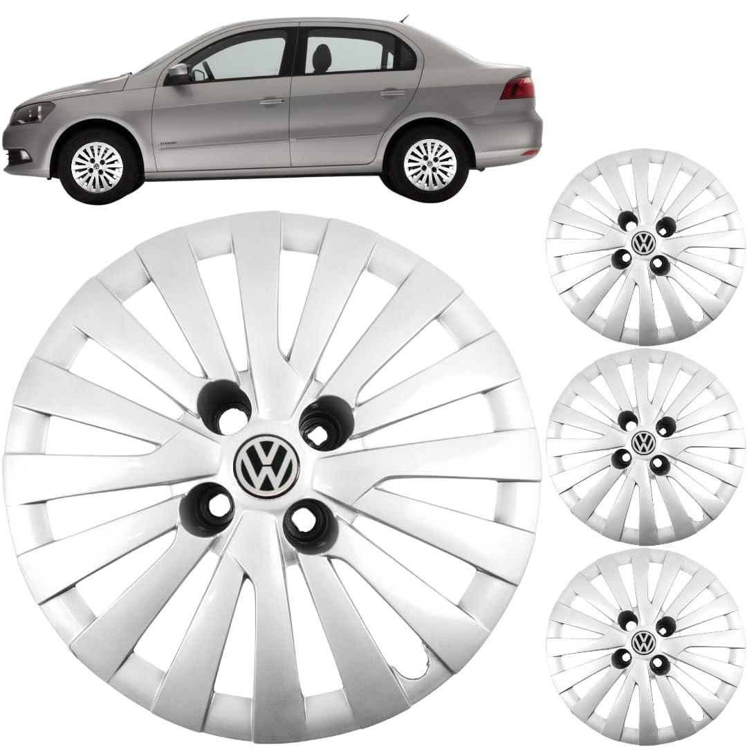Jogo 4 Calotas Aro 14 VW Gol, Voyage e Saveiro G5/G6/G7 (2008-2017) Grid GR117CA com Adesivo Resinado