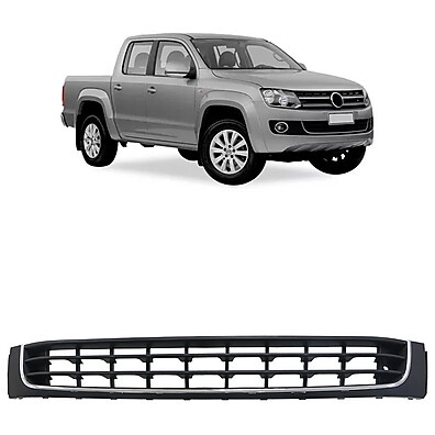 Grade Frontal Amarok: Preto Texturizado + Friso Cromado