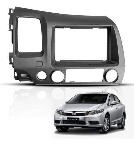Moldura Painel 2 Din Grafite para New Civic 2007-2011: Instale seu MP5 com Estilo!