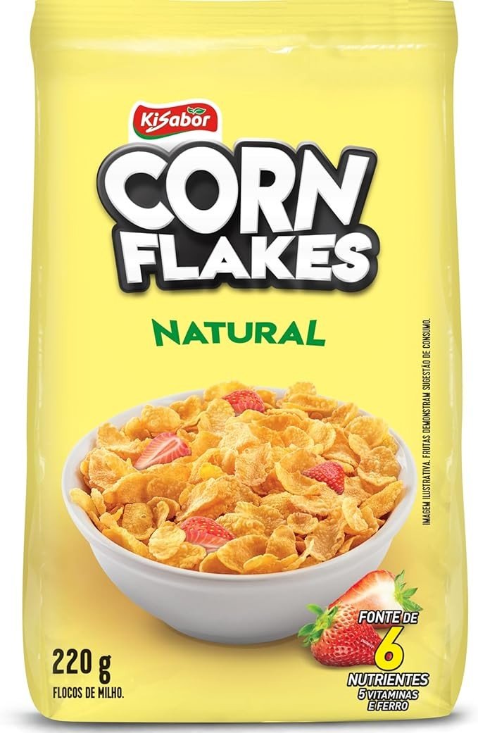 KiSabor Corn Flakes Tradicional Natural Cereal Matinal Kisabor 220 Gramas