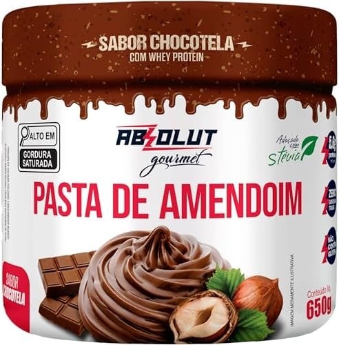 Absolut Nutrition, Pasta de amendoín gourmet, adoçado com stévia, Sabor chocotela, 650 gramas