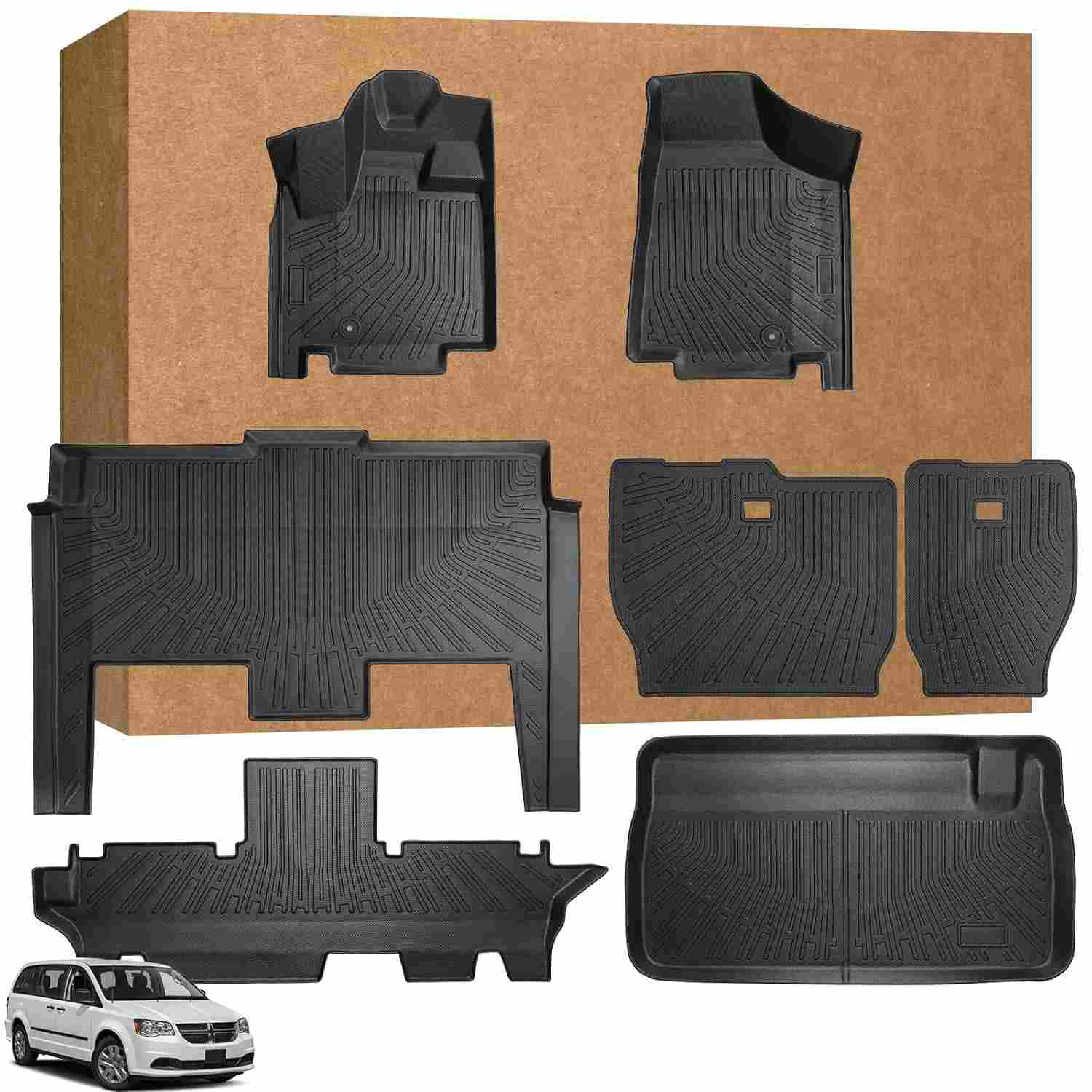 Conjunto Completo de Tapetes TPE para Dodge Grand Caravan e Chrysler Town & Country (Stow'n Go) - Proteção Total All-Weather