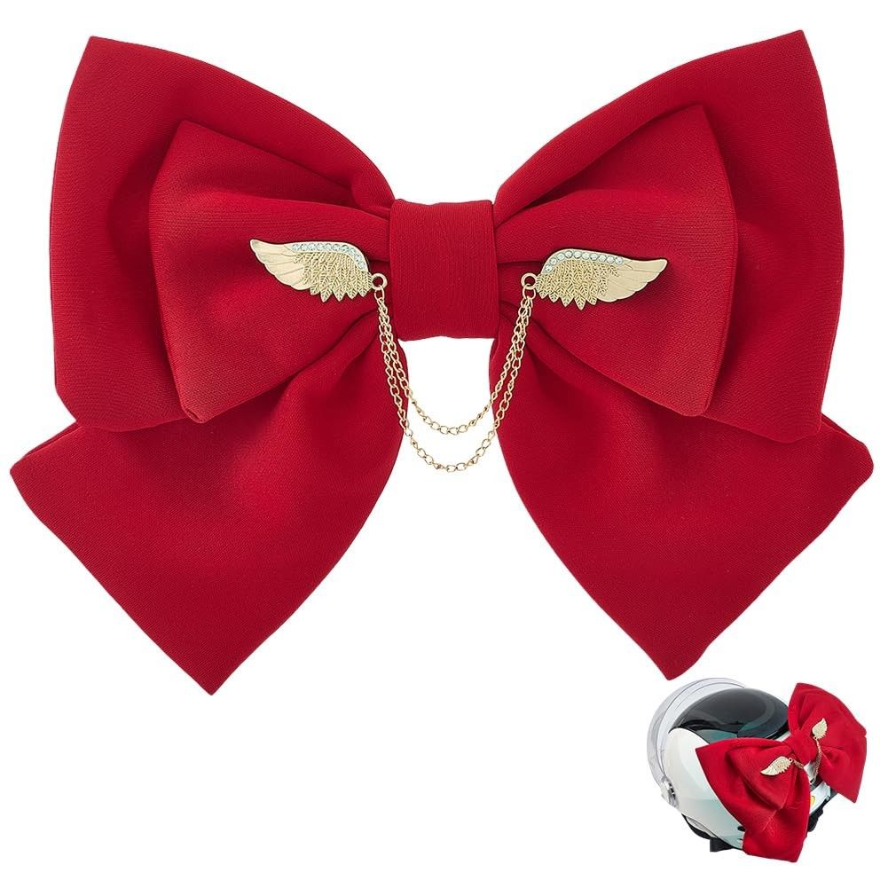 Decoração de Capacete GORGECRAFT: Arco Vermelho Grande com Ventosa e Laço - Estilo Único para Esportes!
